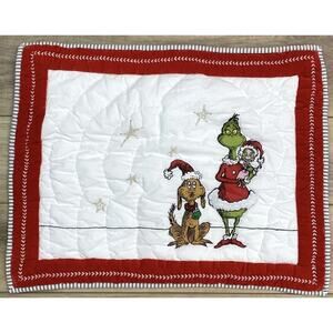 Pottery Barn Teen Grinch Quilted Pillow Sham STANDARD Dr. Seuss Bedding NWT